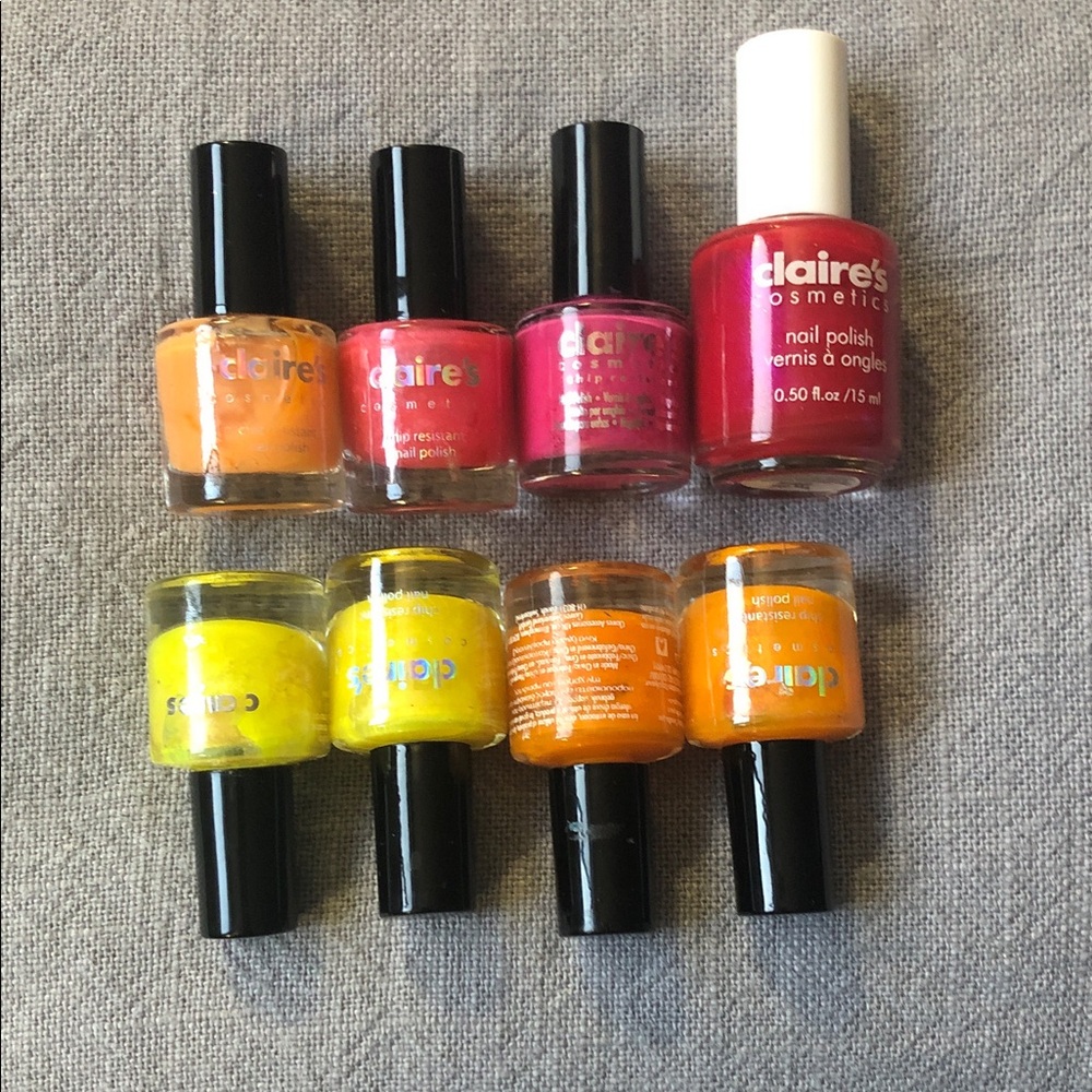 Claire's Vibrant Nail Polish Collection - Pink, Orange, Yellow
